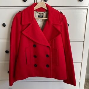J Crew Maraschino Red Pea Wool Coat
